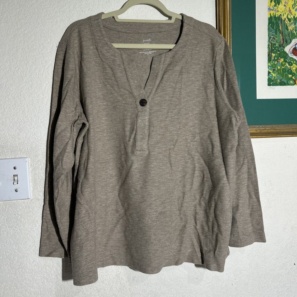 Pure Jill Organic Cotton Textured One-Button Top Size XL NWT